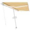 Manual Retractable Awning with LED - 450x300 cm Yellow & White