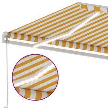 Manual Retractable Awning with LED - 450x300 cm Yellow & White