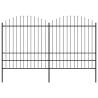 Garden Fence with Spear Top Steel (1.75-2)x3.4 m Black Quantity in Package 1 Length 3.4 m Height 175-200 cm 