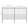 Garden Fence with Spear Top Steel - 1.75-2m x 3.4m Black