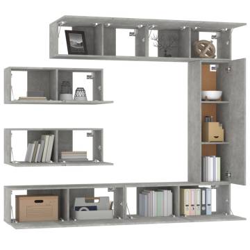 7 Piece Concrete Grey TV Cabinet Set | Stylish Storage Solution