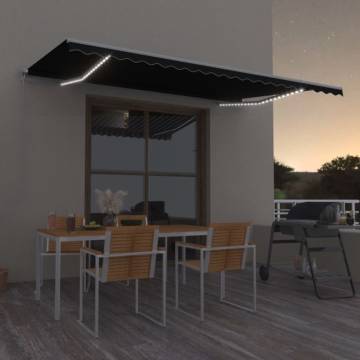 Manual Retractable Awning with LED - 500x300 cm Anthracite