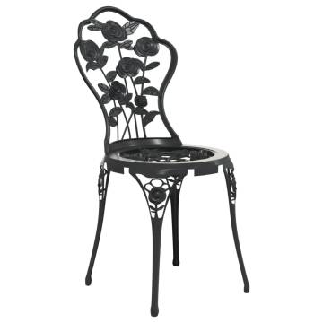 Bistro Chairs 2 pcs Black Cast Aluminium | Stylish Garden Seating