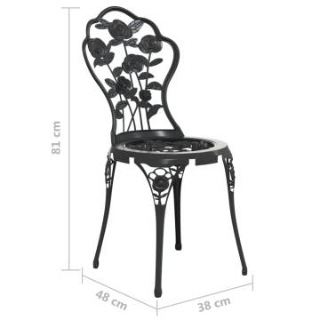 Bistro Chairs 2 pcs Black Cast Aluminium | Stylish Garden Seating