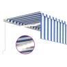 Manual Retractable Awning with LED - 5x3m Blue & White