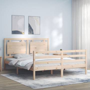 King Size Solid Wood Bed Frame with Headboard | HiPoMarket