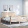 Bed Frame with Headboard King Size Solid Wood Colour natural Size 150 x 200 cm 