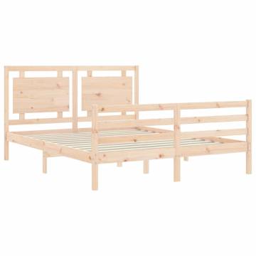 King Size Solid Wood Bed Frame with Headboard | HiPoMarket