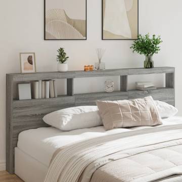 Headboard Cabinet with LED Grey Sonoma - Stylish & Functional