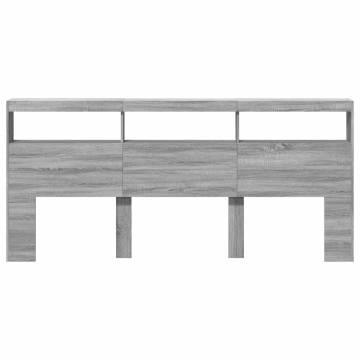 Headboard Cabinet with LED Grey Sonoma - Stylish & Functional