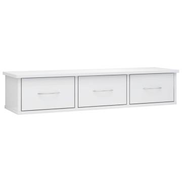 High Gloss White Wall Drawer Shelf - Stylish Storage Solution