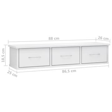 High Gloss White Wall Drawer Shelf - Stylish Storage Solution