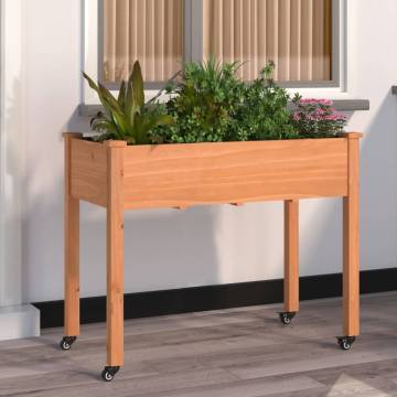 Wheeled Planter with Liner - 118x59x80 cm Solid Wood Fir