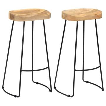 Gavin Bar Stools - 2 pcs Solid Mango Wood | Hipomarket UK