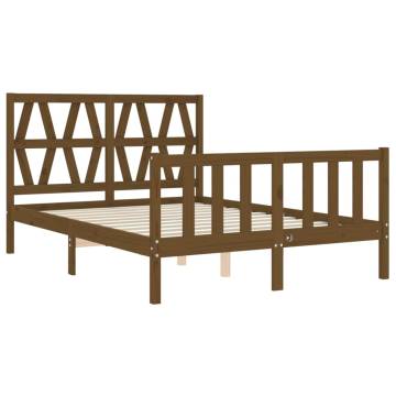 Honey Brown Bed Frame with Headboard - Solid Wood 120x200 cm