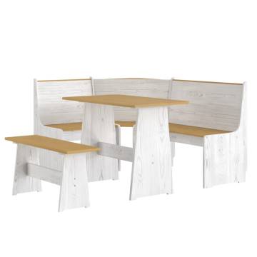 3 Piece Dining Set - Honey Brown & White Pine | Hipomarket