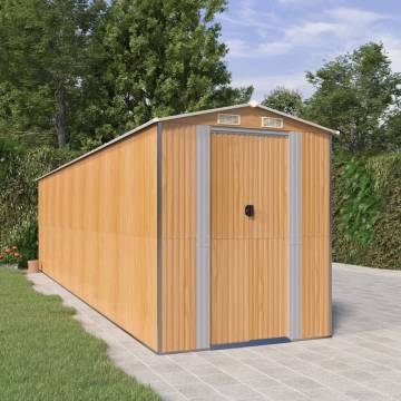 Light Brown Garden Shed - Durable Galvanised Steel Storage