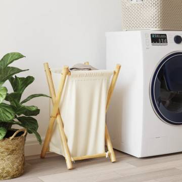 Laundry Basket Cream White - Bamboo Storage Solution | HipoMarket