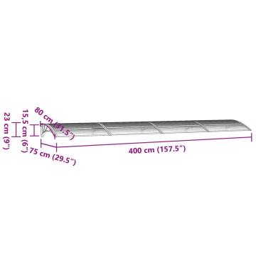 Door Canopy Grey & Transparent 400x75 cm - Weather Resistant