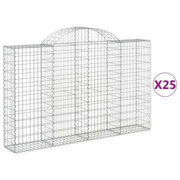 Arched Gabion Baskets - 25 pcs Galvanised Iron Garden Barrier