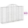 Arched Gabion Baskets - 25 pcs Galvanised Iron Garden Barrier