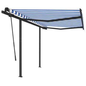 Manual Retractable Awning 3.5x2.5m Blue & White | HipoMarket