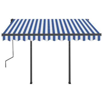 Manual Retractable Awning 3.5x2.5m Blue & White | HipoMarket