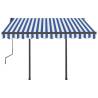 Manual Retractable Awning 3.5x2.5m Blue & White | HipoMarket