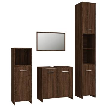 4 Piece Bathroom Furniture Set in Brown Oak | Hipomarket