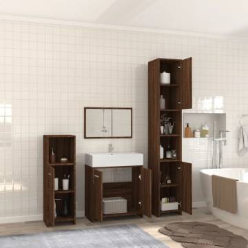 4 Piece Bathroom Furniture Set in Brown Oak | Hipomarket