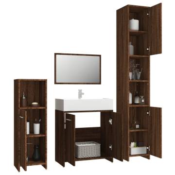 4 Piece Bathroom Furniture Set in Brown Oak | Hipomarket