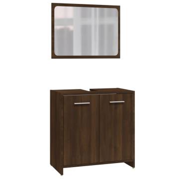 4 Piece Bathroom Furniture Set in Brown Oak | Hipomarket