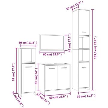 4 Piece Bathroom Furniture Set in Brown Oak | Hipomarket