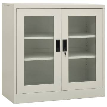 Stylish Light Grey Office Cabinet with Planter Box - 90x40 cm