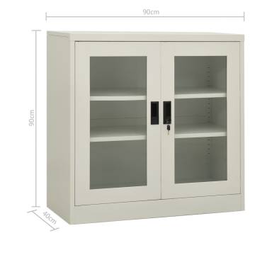 Stylish Light Grey Office Cabinet with Planter Box - 90x40 cm