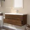 Stylish Sink Cabinet with Built-in Basin - Brown Oak