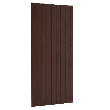 Roof Panels - 12 pcs Galvanised Steel Brown 100x45 cm