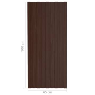 Roof Panels - 12 pcs Galvanised Steel Brown 100x45 cm