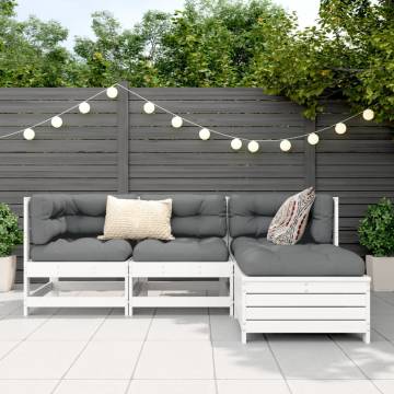 4 Piece White Solid Pine Garden Sofa Set - Durable & Stylish