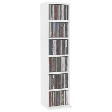 Stylish White CD Cabinet - 21x20x88 cm Engineered Wood