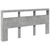 Stylish Concrete Grey LED Headboard Cabinet - 200x17x102 cm