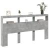 Stylish Concrete Grey LED Headboard Cabinet - 200x17x102 cm