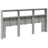 Stylish Concrete Grey LED Headboard Cabinet - 200x17x102 cm