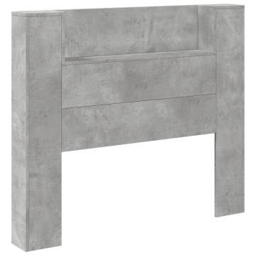 Stylish Headboard Cabinet with LED - Concrete Grey 120x16.5 cm