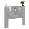 Stylish Headboard Cabinet with LED - Concrete Grey 120x16.5 cm