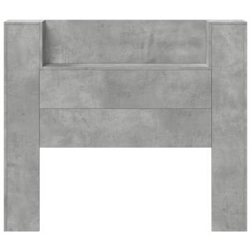 Stylish Headboard Cabinet with LED - Concrete Grey 120x16.5 cm