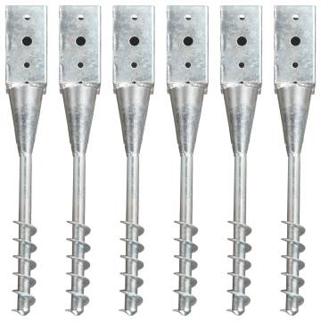 Durable Ground Spikes Set - 6 pcs Galvanised Steel Silver