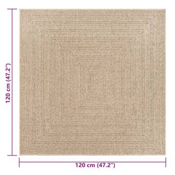 Rug ZIZUR 120x120 cm - Jute Look for Indoors & Outdoors