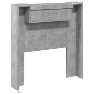 Headboard Cabinet with LED - Concrete Grey, 100x16.5 cm