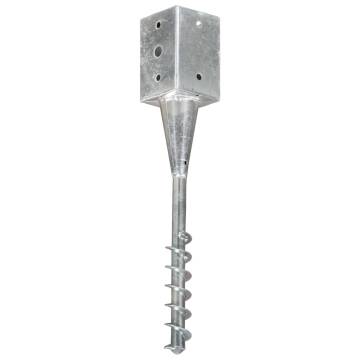 Ground Spikes Set - 6 pcs Silver Galvanised Steel - 9x9x56 cm